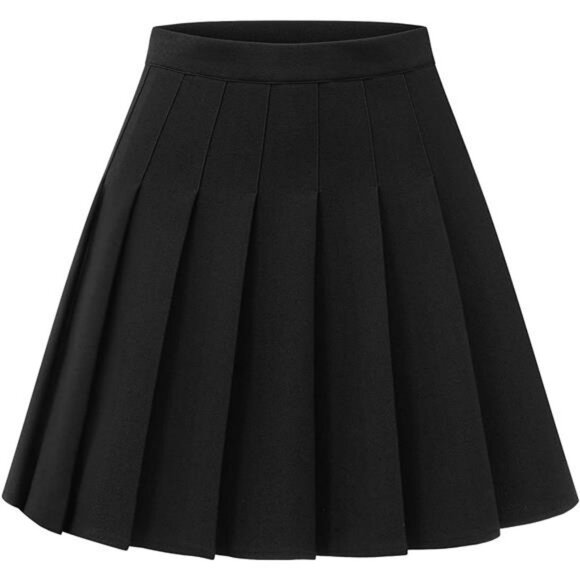 Womens Pleated Mini Skirt High Waist A Line Stretchy School Uniform Skirt - Picture 1 of 7